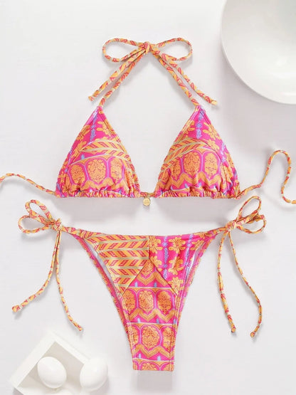 #28 Laced Up Split Swimsuit High Waist Beach Bikini