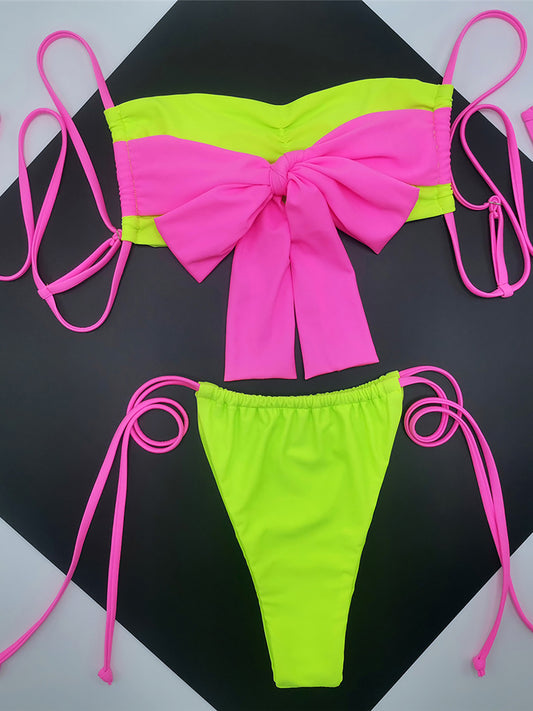#10 Splicing Bow Tie Strappy High Leg Cut Bikini