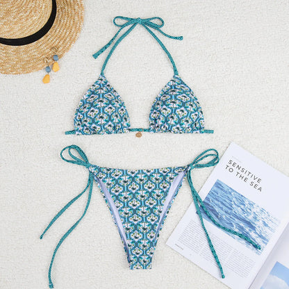 #28 Laced Up Split Swimsuit High Waist Beach Bikini
