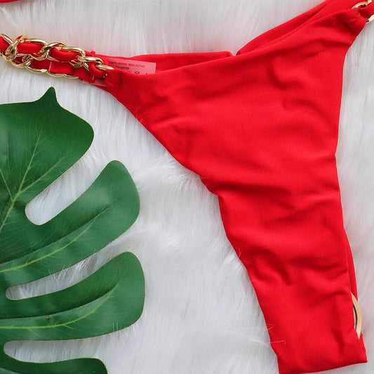 #100 Sexy Red Triangle String Bikini