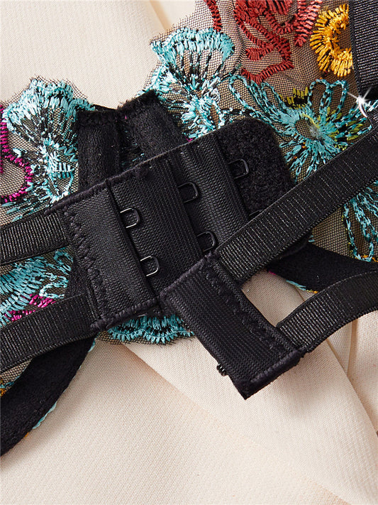 #164 Strap Embroidery Colorful Flowers