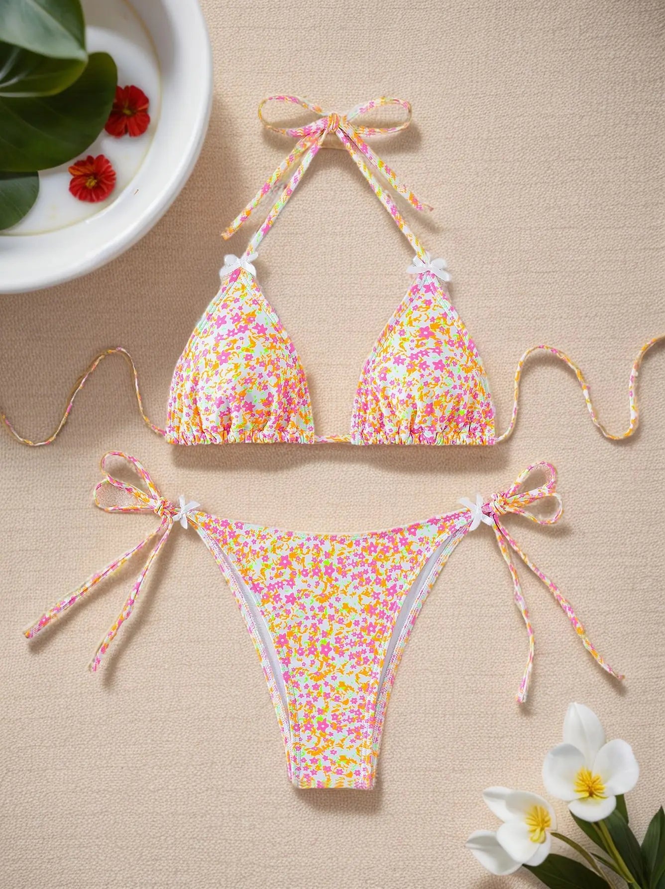 #28 Laced Up Split Swimsuit High Waist Beach Bikini