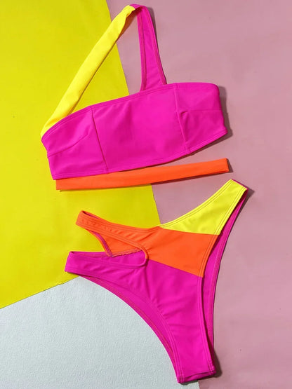 #12 Splicing Asymmetric One Shoulder Bikini