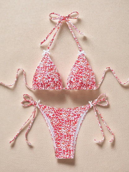 #28 Laced Up Split Swimsuit High Waist Beach Bikini