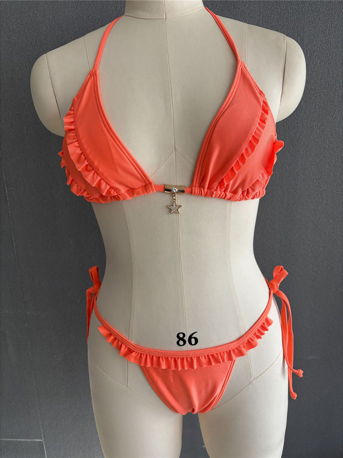 #17 Halter Ruffled Frilled Strappy Bikini