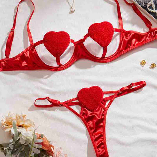 #91 Sexy Bra Brief Sets Women Heart-Shaped Hollow Out