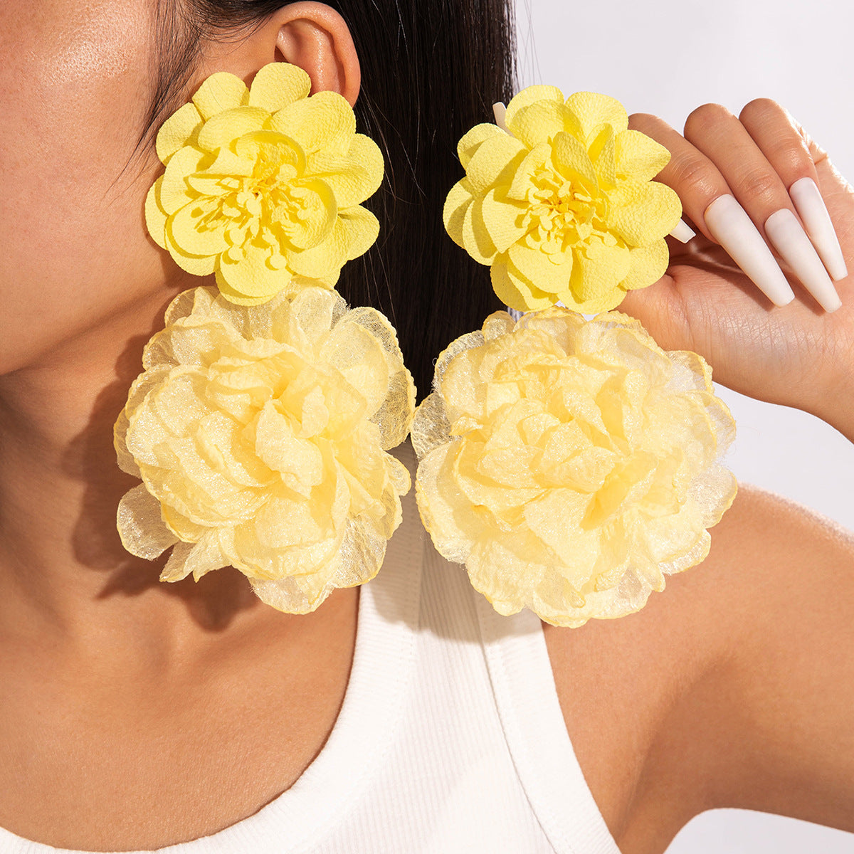 #64 Exaggerated Large Rose Flower Earrings
