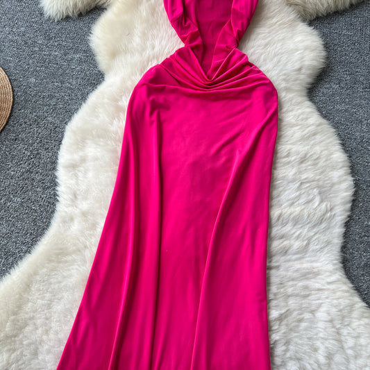 #151 Chic Vintage Halter Backless Solid Slim Elegant Fairy