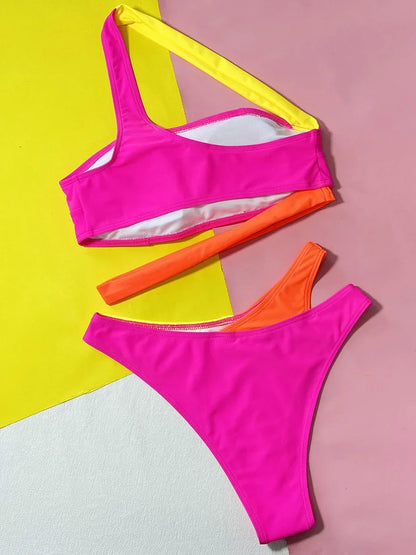 #12 Splicing Asymmetric One Shoulder Bikini