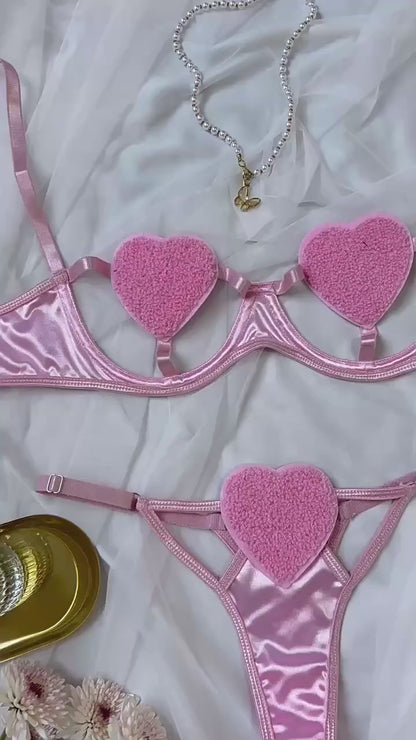 #91 Sexy Bra Brief Sets Women Heart-Shaped Hollow Out