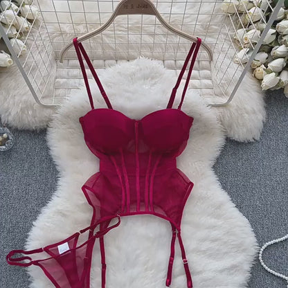 #142 CHILLGIO Women Sexy Mesh Transparent Bra Brief